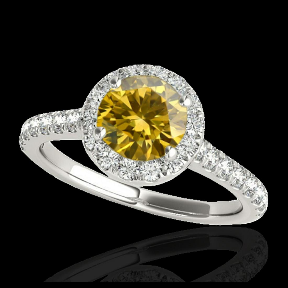 1.40 ctw SI/I Fancy Intense Yellow Diamond Ring 10K: REF-156V8Y - SKU:33587 ---- 1.40 ctw SI/I Fancy Intense Yellow Diamond Ring 10K White Gold Designer Brand Luxury Jewelry, made in the USA Suggested Retail Price: $13,800 Factory offers perfect factory
