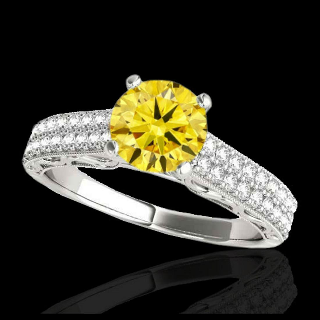 1.91 ctw SI Intense Yellow Diamond Ring 10K White Gold: REF-226Y4X - SKU:34709 ---- 1.91 ctw SI Intense Yellow Diamond Ring 10K White Gold Designer Brand Luxury Jewelry, made in the USA Suggested Retail Price: $18,250 Factory offers perfect factory sizing,