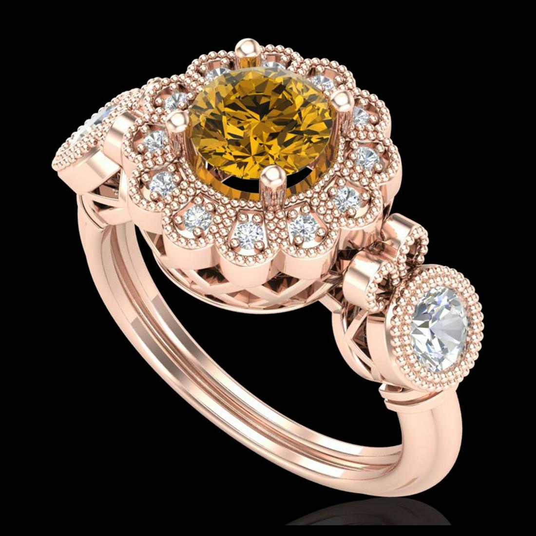 1.50 ctw Intense Fancy Yellow Diamond Art Deco Ring 18K: REF-309X3R - SKU:37855 ---- 1.50 ctw Intense Fancy Yellow Diamond Art Deco Ring 18K Rose Gold Designer Brand Luxury Jewelry, made in the USA Suggested Retail Price: $20,400 Factory offers perfect fact