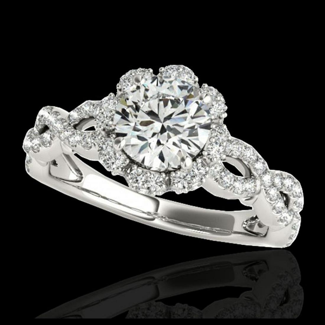 1.69 ctw H-SI/I Diamond Solitaire Halo Ring 10K White: REF-134M9F - SKU:34105 ---- 1.69 ctw H-SI/I Diamond Solitaire Halo Ring 10K White Gold Designer Brand Luxury Jewelry, made in the USA Suggested Retail Price: $9,900 Factory offers perfect factory sizi