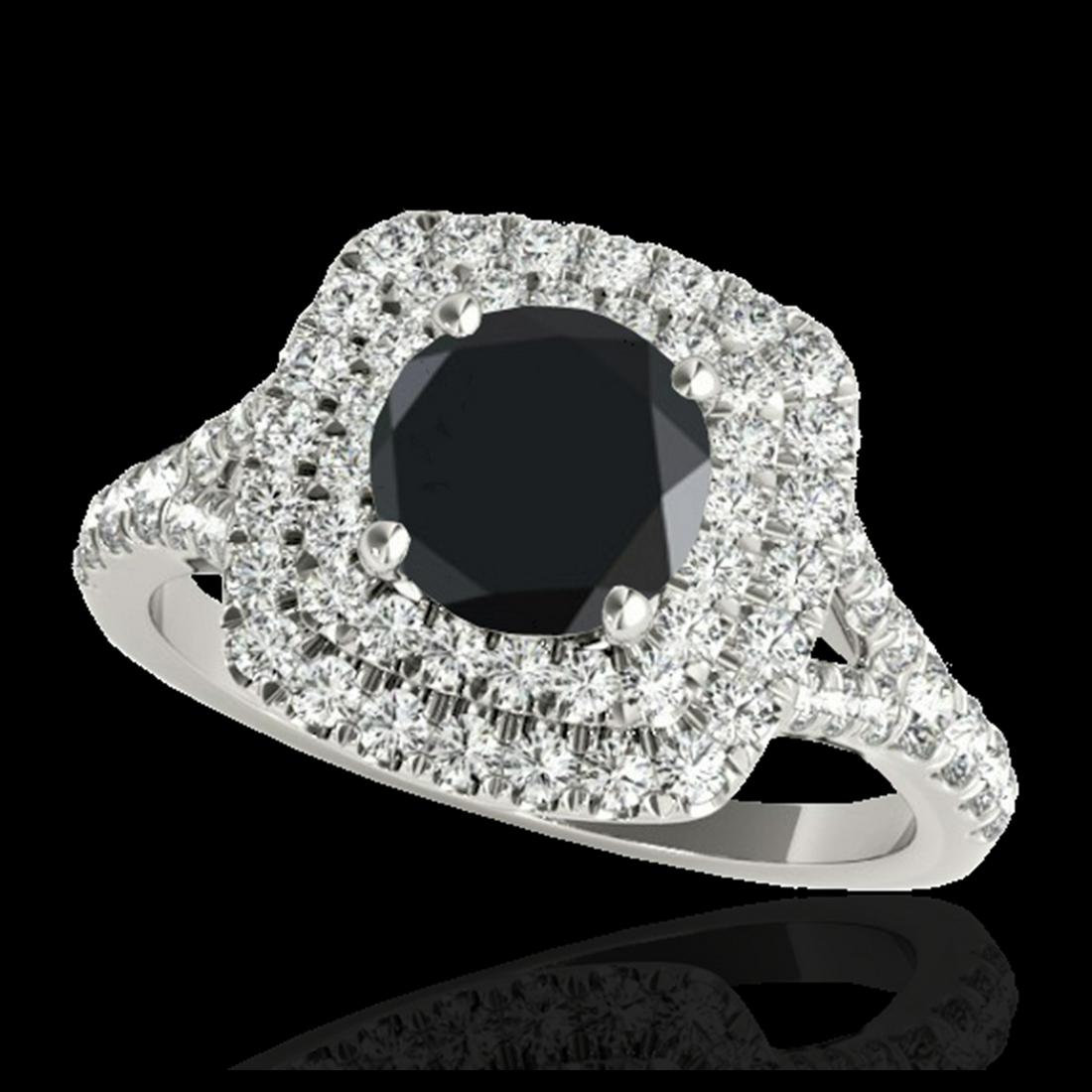1.60 ctw VS Black Diamond Solitaire Halo Ring 10K White: REF-58X8R - SKU:33361 ---- 1.60 ctw VS Black Diamond Solitaire Halo Ring 10K White Gold Designer Brand Luxury Jewelry, made in the USA Suggested Retail Price: $4,750 Factory offers perfect factory siz