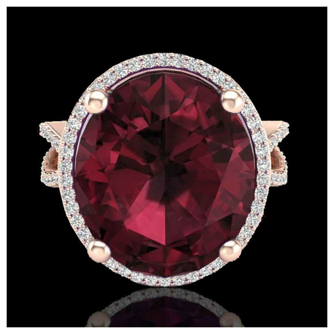 10 ctw Garnet & VS/SI Diamond Ring 14K Rose Gold -: REF-66M7F - SKU:20962 ---- 10 ctw Garnet & VS/SI Diamond Ring 14K Rose Gold Designer Brand Luxury Jewelry, made in the USA Suggested Retail Price: $4,400 Factory offers perfect factory sizing, for all