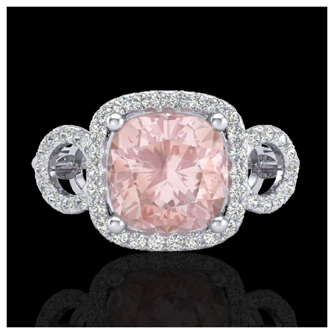 2.75 ctw Morganite & VS/SI Diamond Ring 18K White Gold: REF-83F3N - SKU:23006 ---- 2.75 ctw Morganite & VS/SI Diamond Ring 18K White Gold Designer Brand Luxury Jewelry, made in the USA Suggested Retail Price: $5,500 Factory offers perfect factory sizing, f