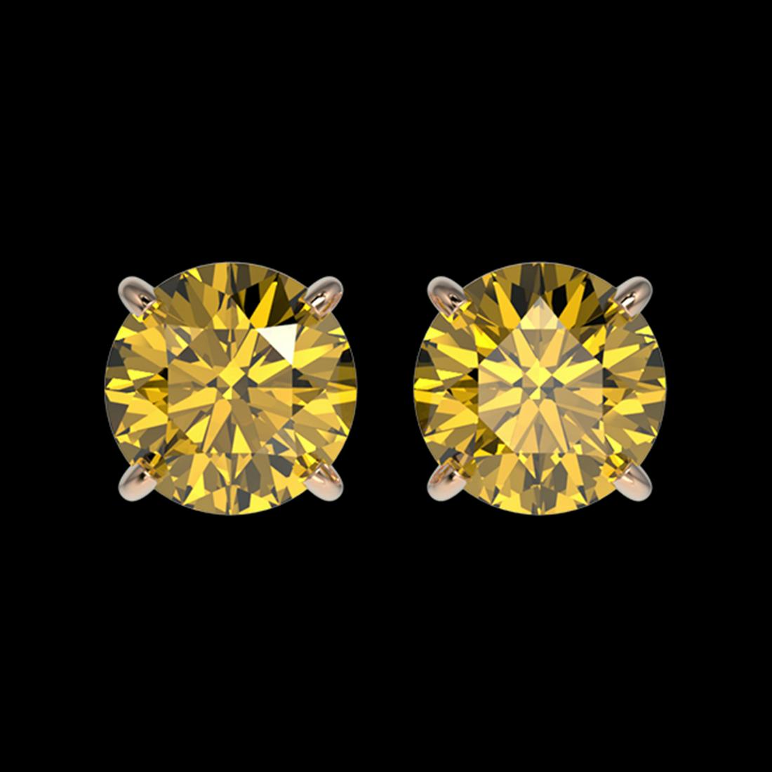1.54 ctw Intense Yellow Diamond Stud Earrings 10K Rose: REF-192M2F - SKU:36620 ---- 1.54 ctw Intense Yellow Diamond Stud Earrings 10K Rose Gold Designer Brand Luxury Jewelry, made in the USA Suggested Retail Price: $8,950 Factory offers perfect factory siz
