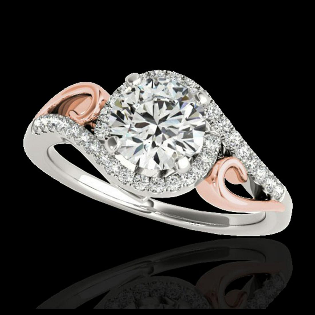1.25 ctw H-SI/I Diamond Solitaire Halo Ring 10K White &: REF-116M6F - SKU:34169 ---- 1.25 ctw H-SI/I Diamond Solitaire Halo Ring 10K White & Rose Gold Designer Brand Luxury Jewelry, made in the USA Suggested Retail Price: $8,550 Factory offers perfect facto