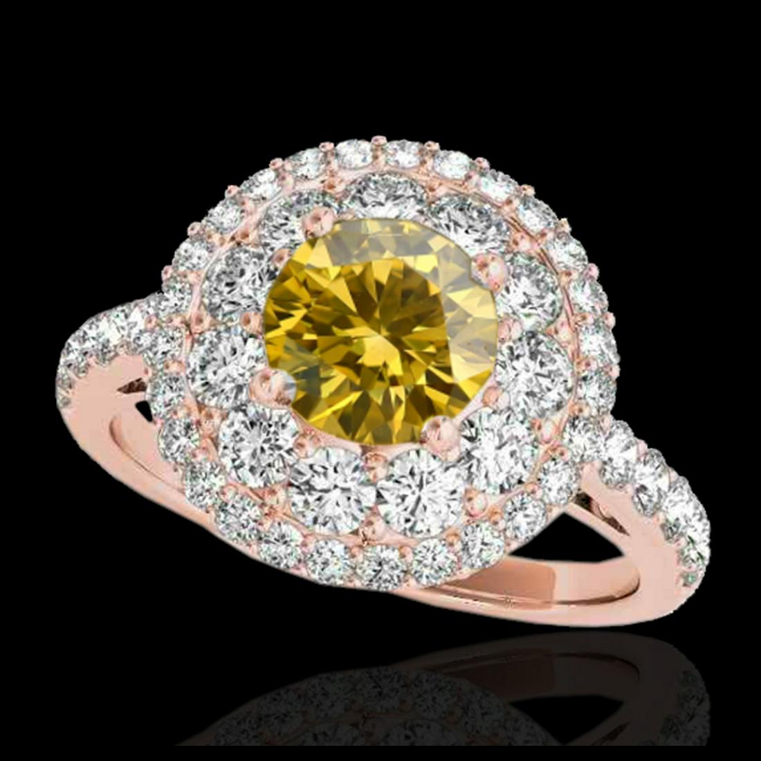 2.09 ctw SI/I Fancy Intense Yellow Diamond Ring 10K: REF-231F8N - SKU:33696 ---- 2.09 ctw SI/I Fancy Intense Yellow Diamond Ring 10K Rose Gold Designer Brand Luxury Jewelry, made in the USA Suggested Retail Price: $20,400 Factory offers perfect factory 