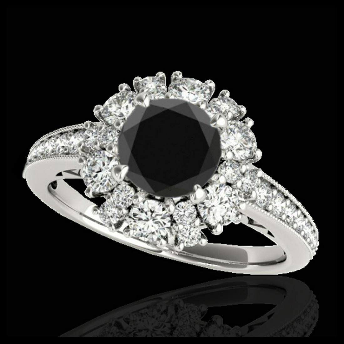 2.16 ctw VS Black Diamond Solitaire Halo Ring 10K White: REF-87H3M - SKU:33986 ---- 2.16 ctw VS Black Diamond Solitaire Halo Ring 10K White Gold Designer Brand Luxury Jewelry, made in the USA Suggested Retail Price: $7,050 Factory offers perfect factory siz