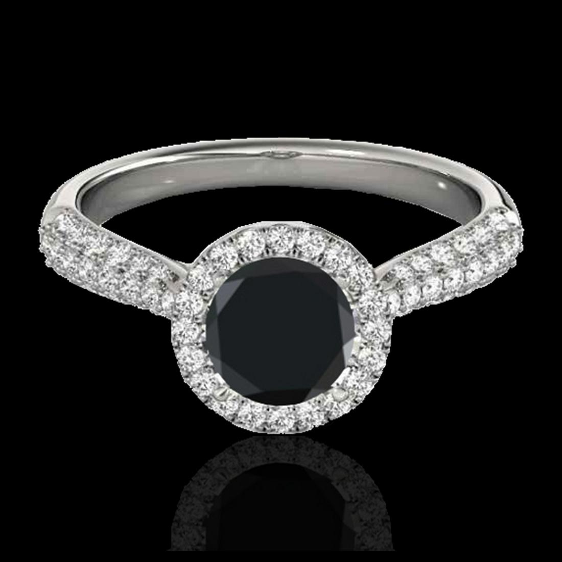 1.40 ctw VS Black Diamond Solitaire Halo Ring 10K White: REF-47R6K - SKU:33301 ---- 1.40 ctw VS Black Diamond Solitaire Halo Ring 10K White Gold Designer Brand Luxury Jewelry, made in the USA Suggested Retail Price: $3,850 Factory offers perfect factory siz