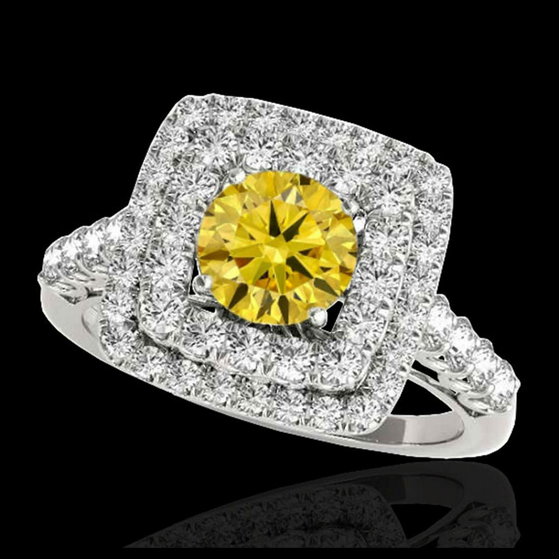 2.3 ctw SI/I Fancy Intense Yellow Diamond Ring 10K: REF-190N9A - SKU:34601 ---- 2.3 ctw SI/I Fancy Intense Yellow Diamond Ring 10K White Gold Designer Brand Luxury Jewelry, made in the USA Suggested Retail Price: $15,400 Factory offers perfect factory 