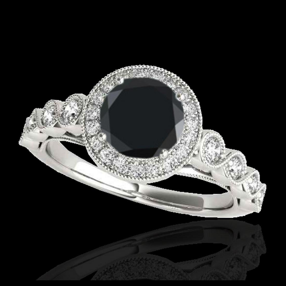 1.50 ctw VS Black Diamond Solitaire Halo Ring 10K White: REF-58Y2X - SKU:33601 ---- 1.50 ctw VS Black Diamond Solitaire Halo Ring 10K White Gold Designer Brand Luxury Jewelry, made in the USA Suggested Retail Price: $4,700 Factory offers perfect factory siz