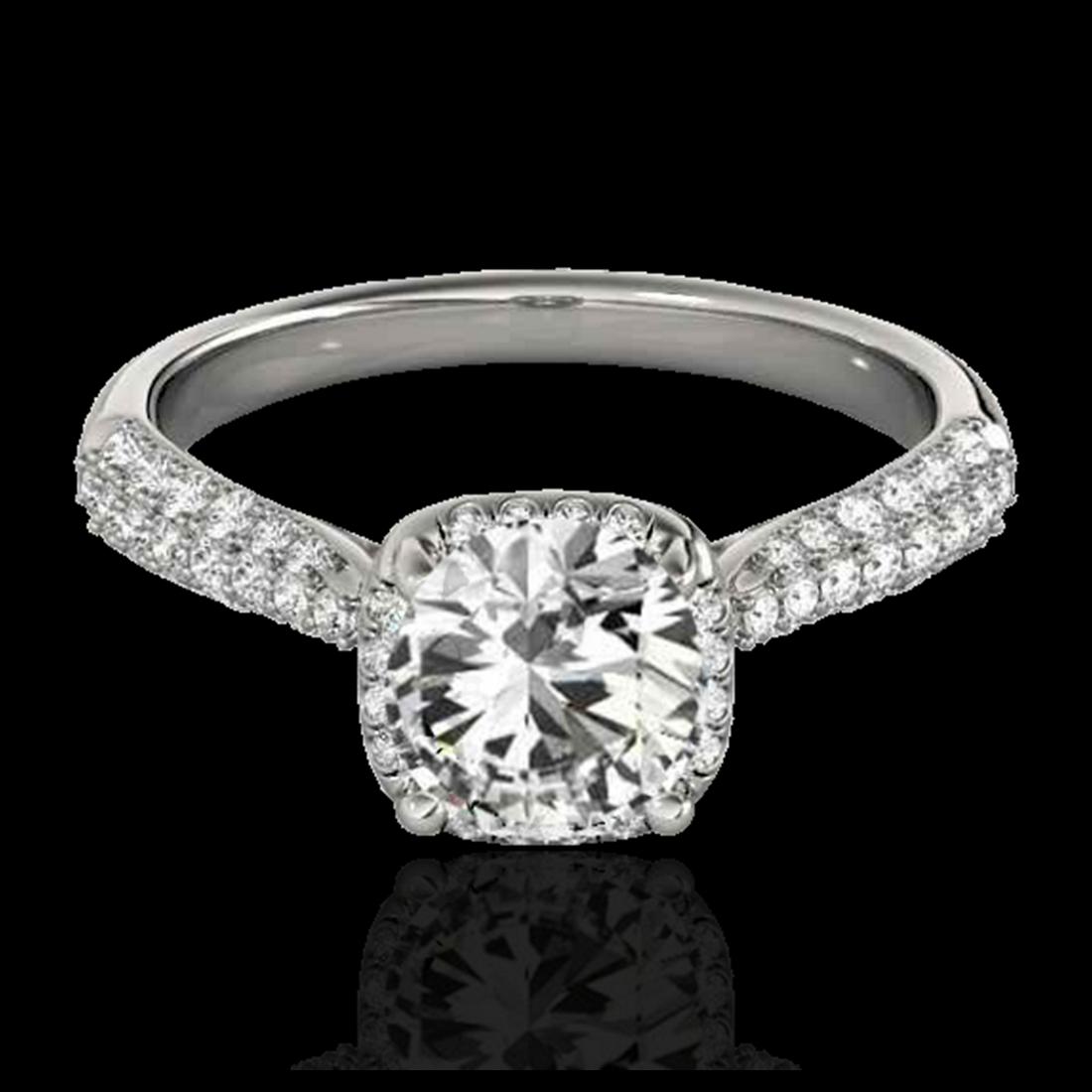 1.50 ctw H-SI/I Diamond Solitaire Halo Ring 10K White: REF-190M9F - SKU:33258 ---- 1.50 ctw H-SI/I Diamond Solitaire Halo Ring 10K White Gold Designer Brand Luxury Jewelry, made in the USA Suggested Retail Price: $15,400 Factory offers perfect factory siz