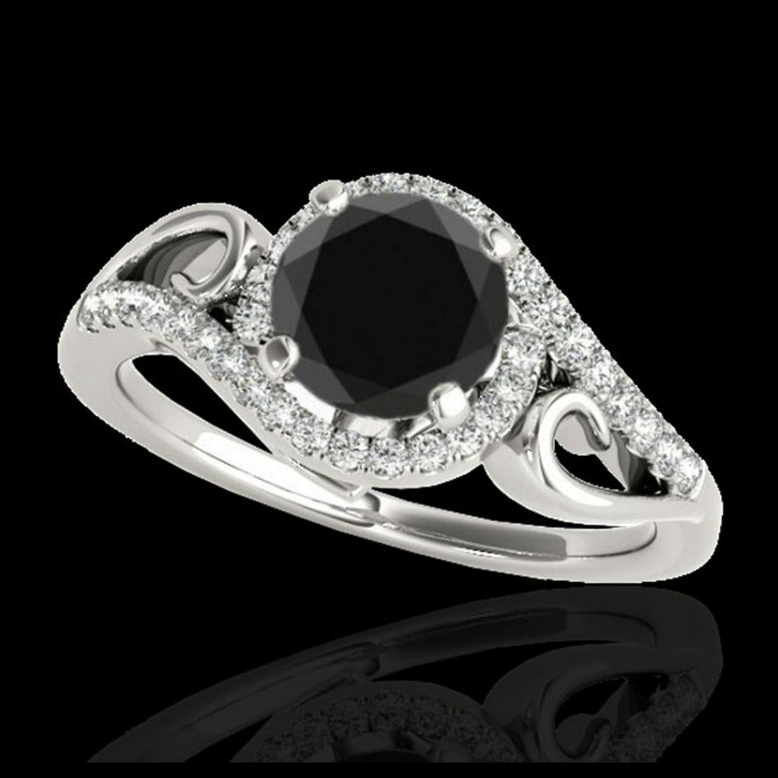 1.25 ctw VS Black Diamond Solitaire Halo Ring 10K White: REF-42Y7X - SKU:34171 ---- 1.25 ctw VS Black Diamond Solitaire Halo Ring 10K White Gold Designer Brand Luxury Jewelry, made in the USA Suggested Retail Price: $3,450 Factory offers perfect factory siz