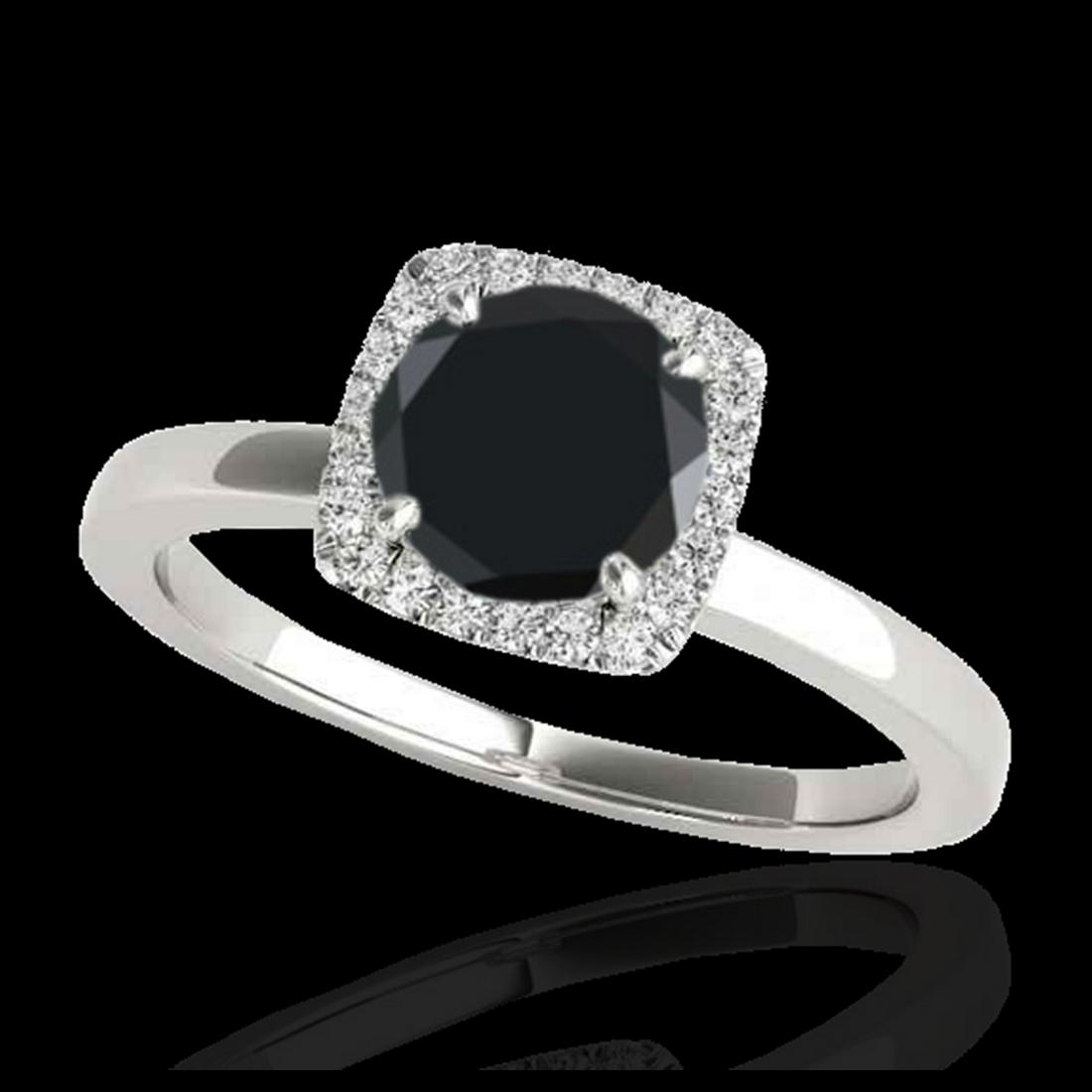 1.15 ctw VS Black Diamond Solitaire Halo Ring 10K White: REF-32Y7X - SKU:33403 ---- 1.15 ctw VS Black Diamond Solitaire Halo Ring 10K White Gold Designer Brand Luxury Jewelry, made in the USA Suggested Retail Price: $2,400 Factory offers perfect factory siz