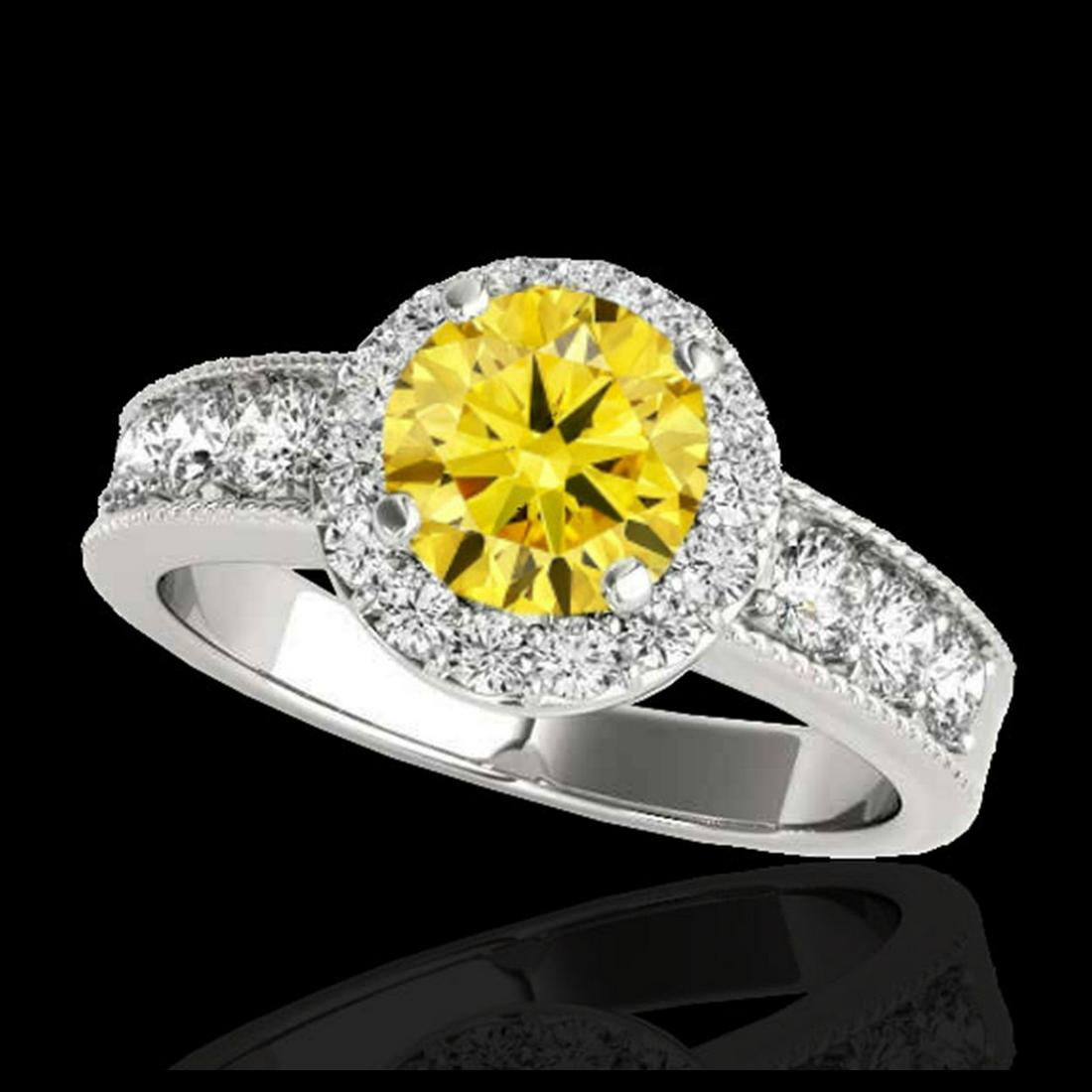 2.1 ctw SI/I Fancy Intense Yellow Diamond Ring 10K: REF-231N2A - SKU:34547 ---- 2.1 ctw SI/I Fancy Intense Yellow Diamond Ring 10K White Gold Designer Brand Luxury Jewelry, made in the USA Suggested Retail Price: $18,650 Factory offers perfect factory 