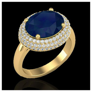4.50 ctw Sapphire & VS/SI Diamond Ring 18K Yellow Gold
