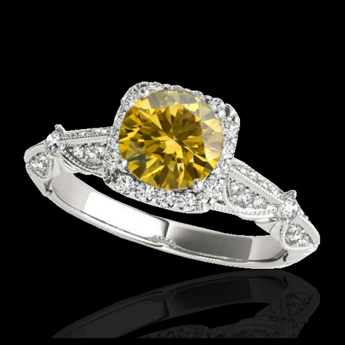 1.36 ctw SI/I Fancy Intense Yellow Diamond Ring 10K: REF-163Y6X - SKU:33758 ---- 1.36 ctw SI/I Fancy Intense Yellow Diamond Ring 10K White Gold Designer Brand Luxury Jewelry, made in the USA Suggested Retail Price: $14,400 Factory offers perfect factory