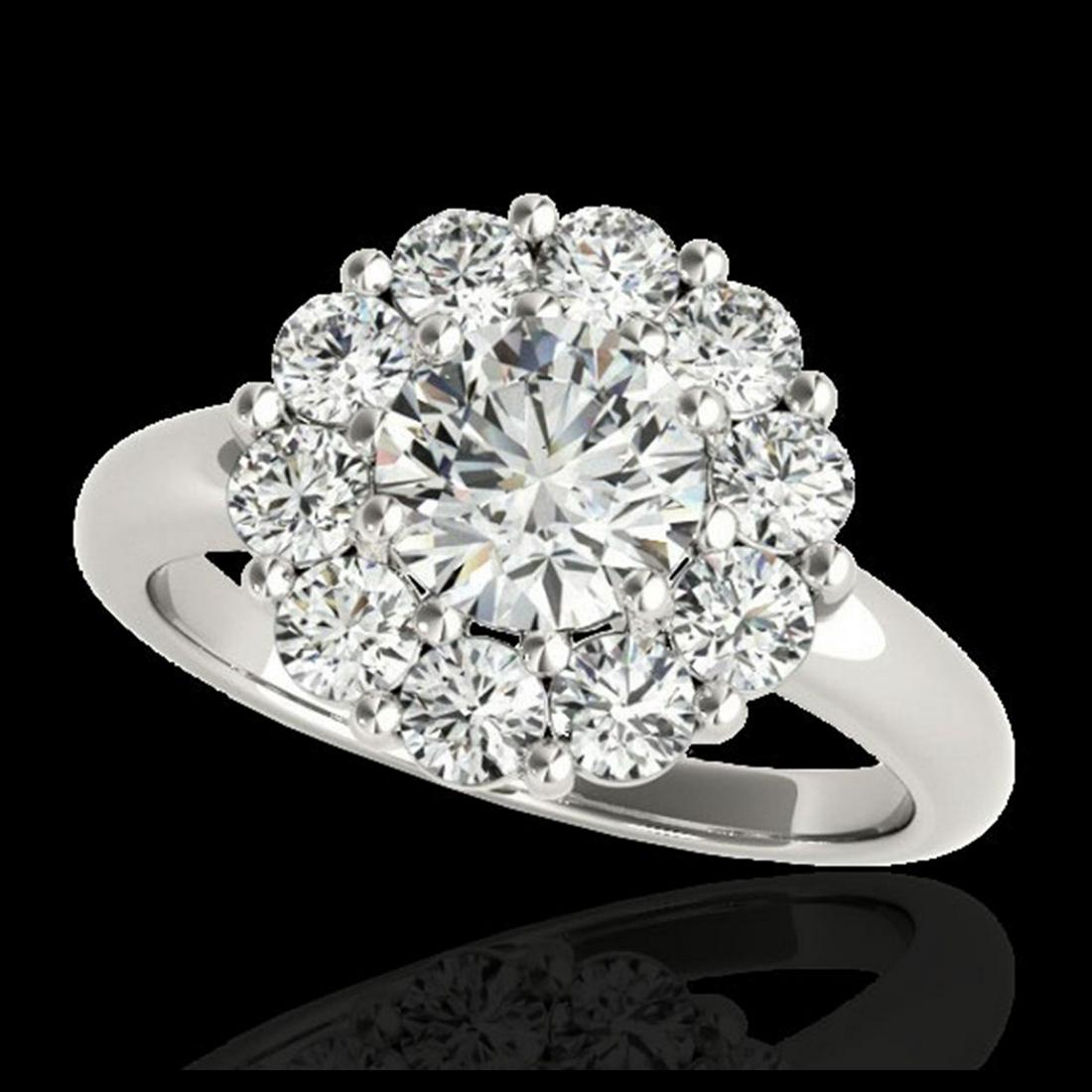 2.85 ctw H-SI/I Diamond Solitaire Halo Ring 10K White: REF-395M5F - SKU:34432 ---- 2.85 ctw H-SI/I Diamond Solitaire Halo Ring 10K White Gold Designer Brand Luxury Jewelry, made in the USA Suggested Retail Price: $29,000 Factory offers perfect factory siz