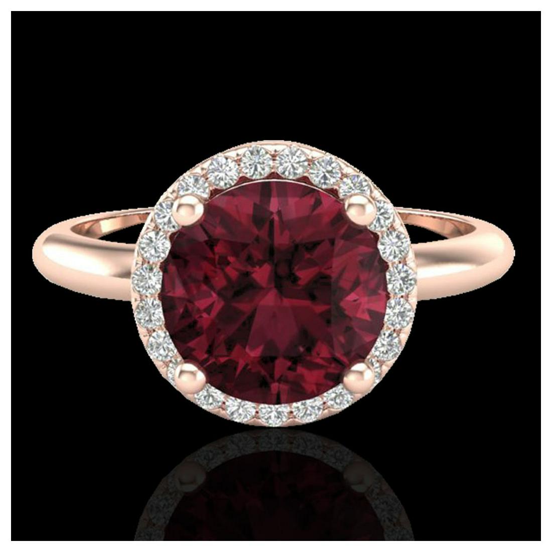 2.70 ctw Garnet & VS/SI Diamond Ring 14K Rose Gold -: REF-45A6V - SKU:23212 ---- 2.70 ctw Garnet & VS/SI Diamond Ring 14K Rose Gold Designer Brand Luxury Jewelry, made in the USA Suggested Retail Price: $3,000 Factory offers perfect factory sizing, for a