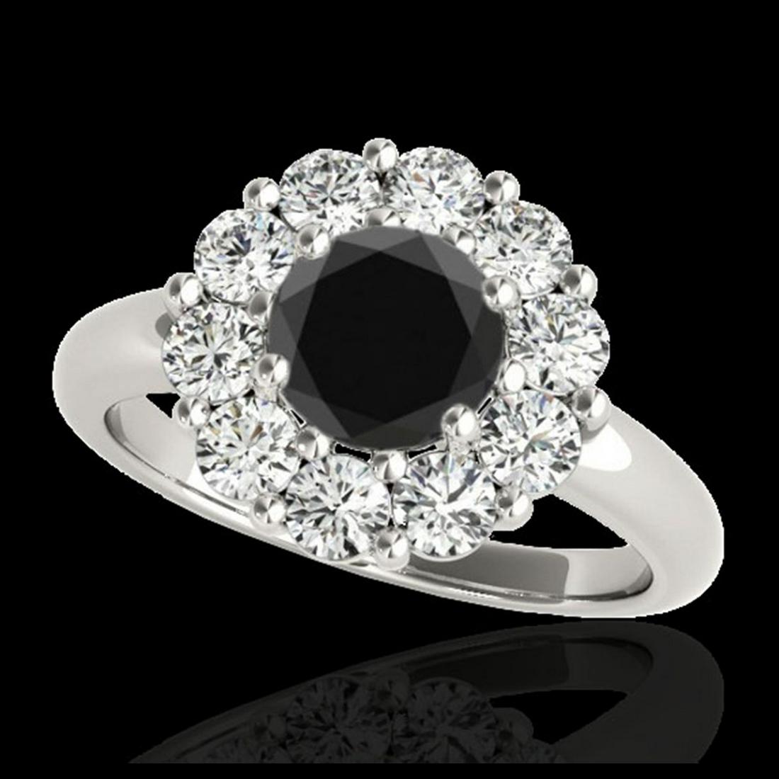 2.09 ctw VS Black Diamond Solitaire Halo Ring 10K White: REF-81N8A - SKU:34426 ---- 2.09 ctw VS Black Diamond Solitaire Halo Ring 10K White Gold Designer Brand Luxury Jewelry, made in the USA Suggested Retail Price: $7,200 Factory offers perfect factory siz