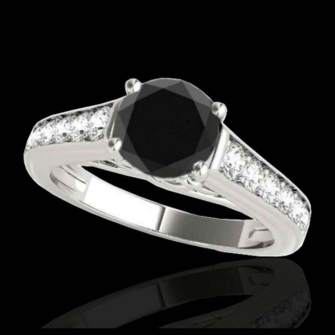 1.50 ctw VS Black Diamond Solitaire Ring 10K White Gold: REF-54A2V - SKU:34901 ---- 1.50 ctw VS Black Diamond Solitaire Ring 10K White Gold Designer Brand Luxury Jewelry, made in the USA Suggested Retail Price: $4,350 Factory offers perfect factory sizing, 