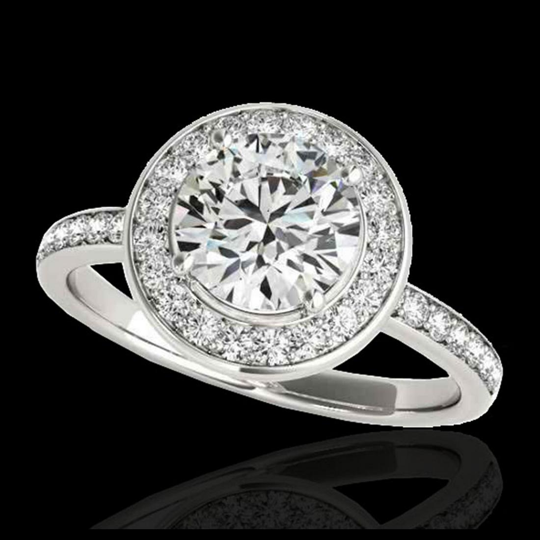 1.65 ctw H-SI/I Diamond Solitaire Halo Ring 10K White: REF-252V3Y - SKU:34369 ---- 1.65 ctw H-SI/I Diamond Solitaire Halo Ring 10K White Gold Designer Brand Luxury Jewelry, made in the USA Suggested Retail Price: $20,350 Factory offers perfect factory siz