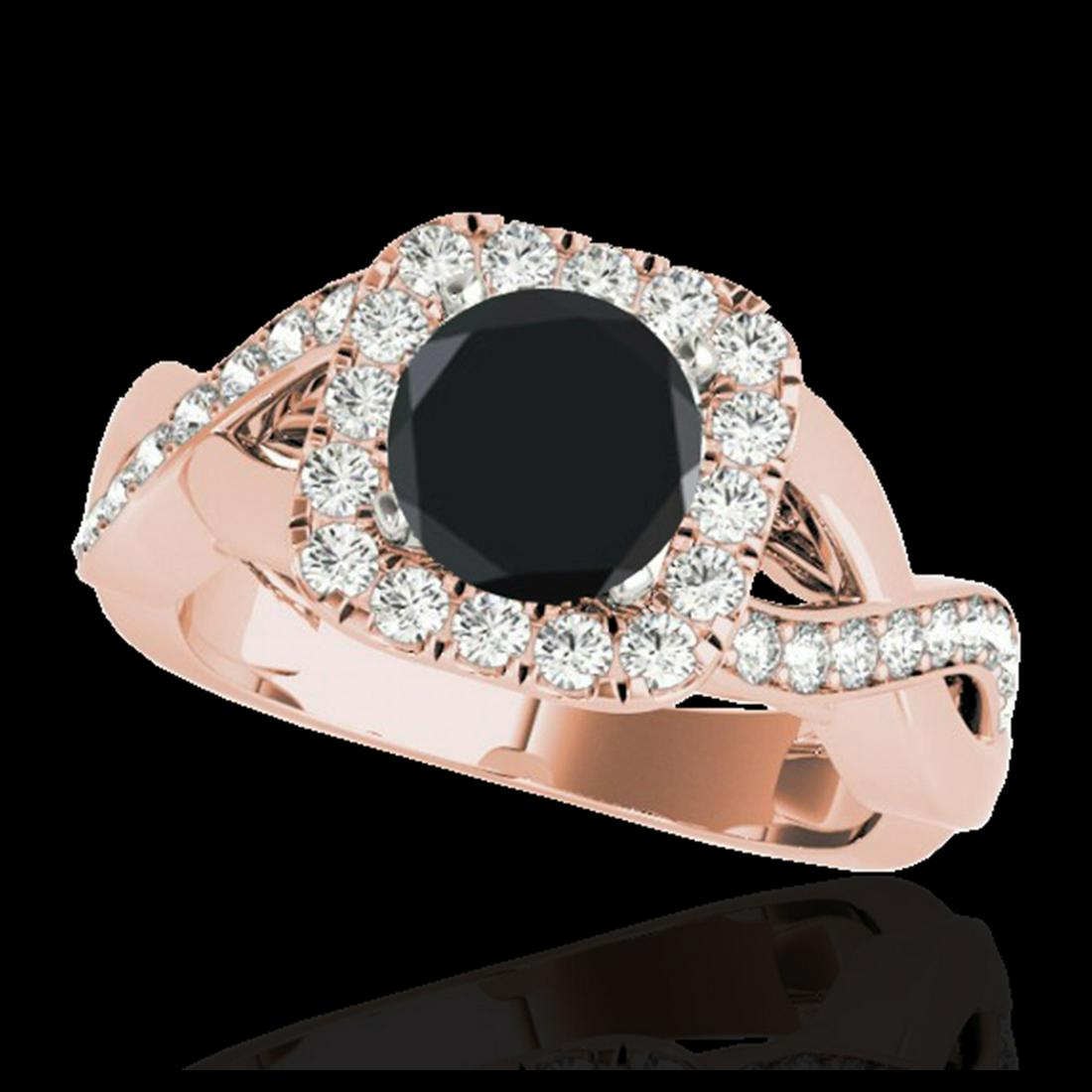 1.65 ctw VS Black Diamond Solitaire Halo Ring 10K Rose: REF-60R5K - SKU:33311 ---- 1.65 ctw VS Black Diamond Solitaire Halo Ring 10K Rose Gold Designer Brand Luxury Jewelry, made in the USA Suggested Retail Price: $4,900 Factory offers perfect factory sizi