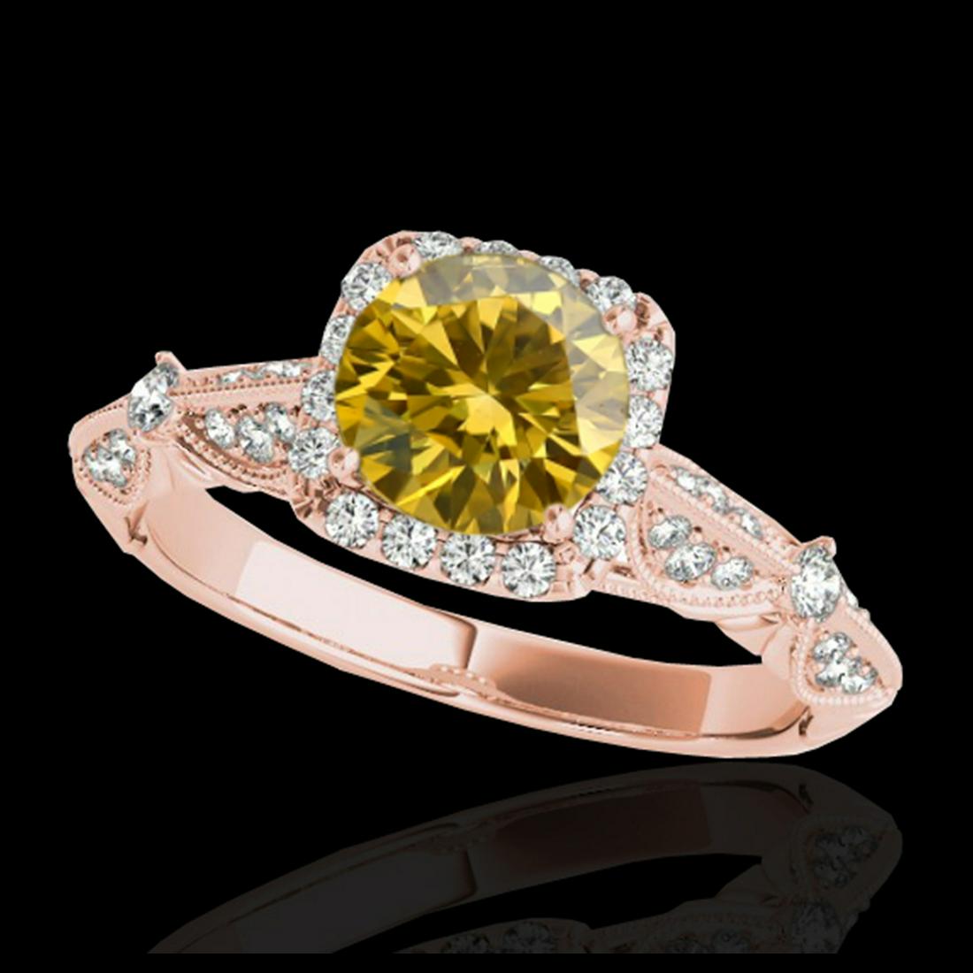 1.36 ctw SI/I Fancy Intense Yellow Diamond Ring 10K: REF-163X6R - SKU:33759 ---- 1.36 ctw SI/I Fancy Intense Yellow Diamond Ring 10K Rose Gold Designer Brand Luxury Jewelry, made in the USA Suggested Retail Price: $14,400 Factory offers perfect factory 
