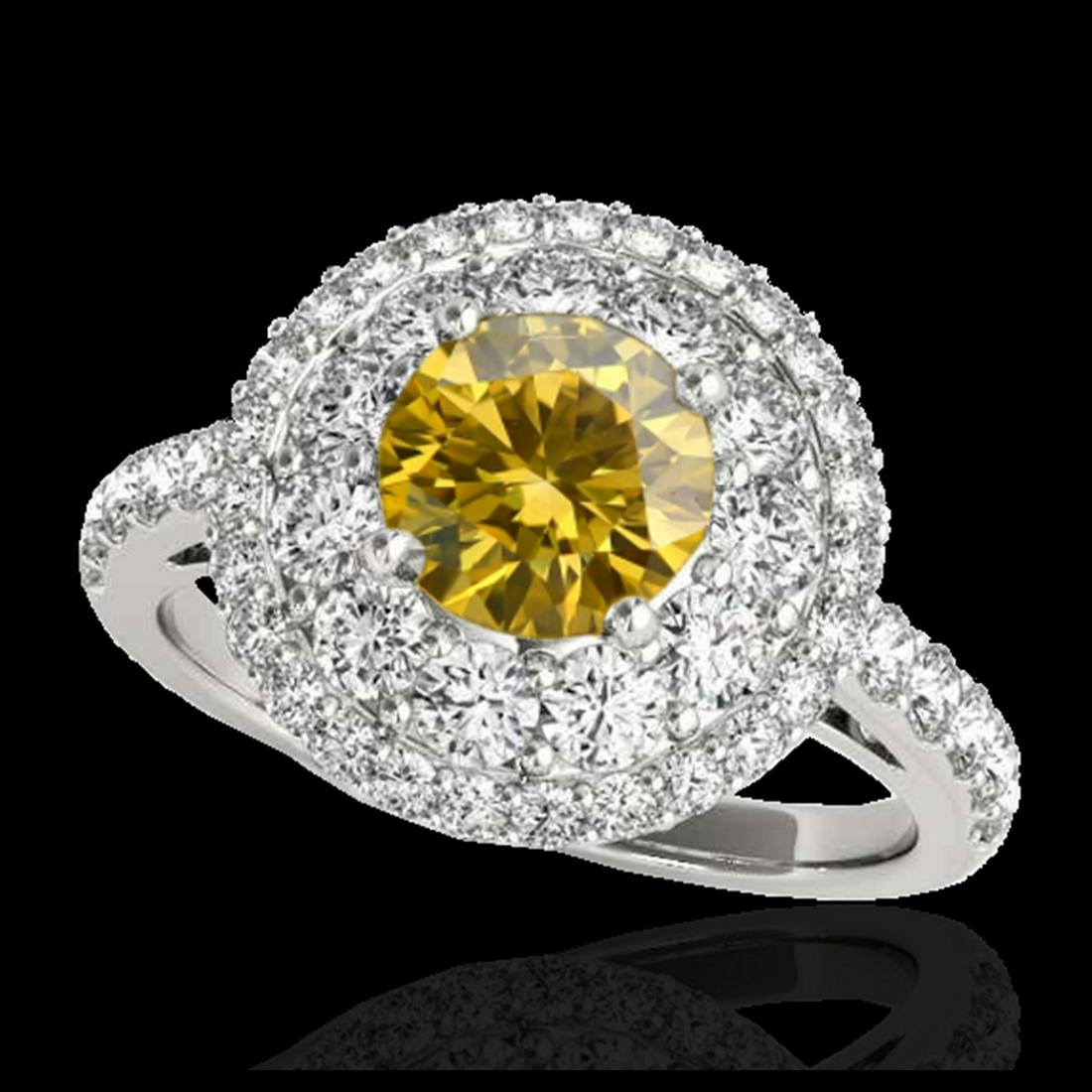 2.09 ctw SI/I Fancy Intense Yellow Diamond Ring 10K: REF-231K8W - SKU:33695 ---- 2.09 ctw SI/I Fancy Intense Yellow Diamond Ring 10K White Gold Designer Brand Luxury Jewelry, made in the USA Suggested Retail Price: $20,400 Factory offers perfect factory