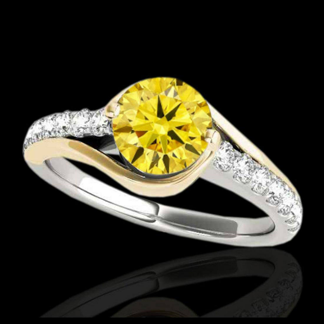 1.25 ctw SI Intense Yellow Diamond Solitaire Ring 10K: REF-117A2V - SKU:35554 ---- 1.25 ctw SI Intense Yellow Diamond Solitaire Ring 10K White & Yellow Gold Designer Brand Luxury Jewelry, made in the USA Suggested Retail Price: $10,300 Factory offers perf