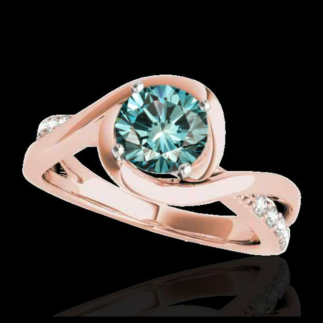 1.15 ctw SI Fancy Blue Diamond Solitaire Ring 10K Rose: REF-113X2R - SKU:34841 ---- 1.15 ctw SI Fancy Blue Diamond Solitaire Ring 10K Rose Gold Designer Brand Luxury Jewelry, made in the USA Suggested Retail Price: $9,150 Factory offers perfect factory siz