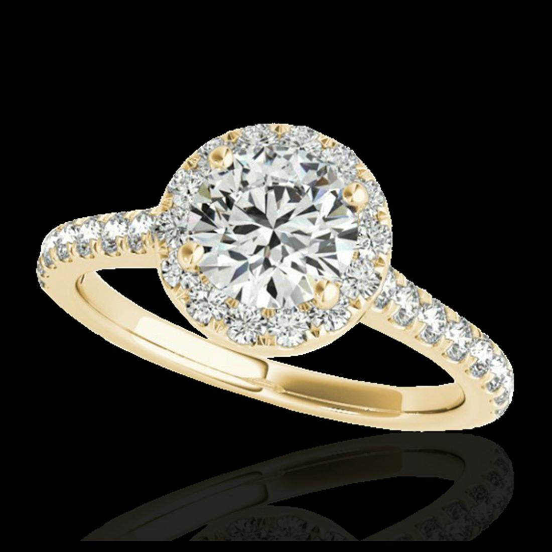 1.40 ctw H-SI/I Diamond Solitaire Halo Ring 10K Yellow: REF-136M4F - SKU:33582 ---- 1.40 ctw H-SI/I Diamond Solitaire Halo Ring 10K Yellow Gold Designer Brand Luxury Jewelry, made in the USA Suggested Retail Price: $10,000 Factory offers perfect factory si
