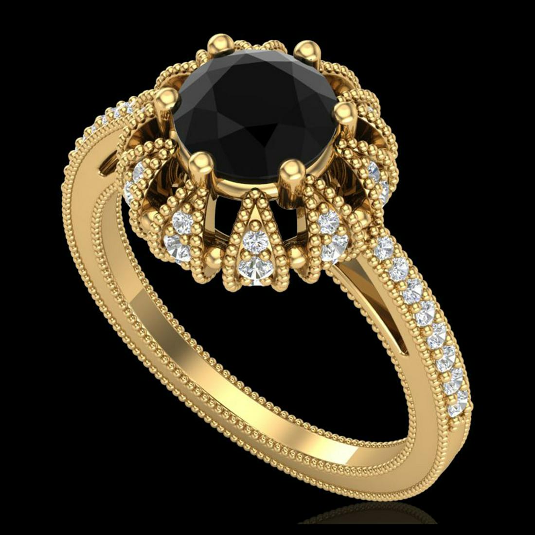 1.65 ctw Fancy Black Diamond Art Deco Ring 18K Yellow: REF-132W7H - SKU:37725 ---- 1.65 ctw Fancy Black Diamond Art Deco Ring 18K Yellow Gold Designer Brand Luxury Jewelry, made in the USA Suggested Retail Price: $8,050 Factory offers perfect factory sizi