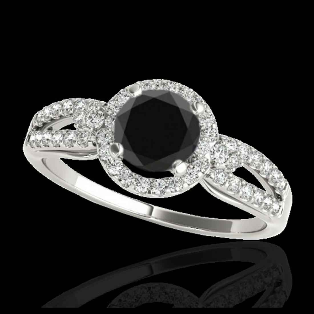 1.25 ctw VS Black Diamond Solitaire Halo Ring 10K White: REF-54F5N - SKU:34090 ---- 1.25 ctw VS Black Diamond Solitaire Halo Ring 10K White Gold Designer Brand Luxury Jewelry, made in the USA Suggested Retail Price: $4,400 Factory offers perfect factory siz