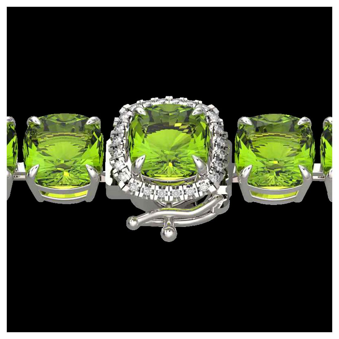 40 ctw Peridot & VS/SI Diamond Bracelet 14K White Gold: REF-259H8M - SKU:23317 ---- 40 ctw Peridot & VS/SI Diamond Bracelet 14K White Gold Designer Brand Luxury Jewelry, made in the USA Suggested Retail Price: $18,600 Factory offers perfect factory sizing,