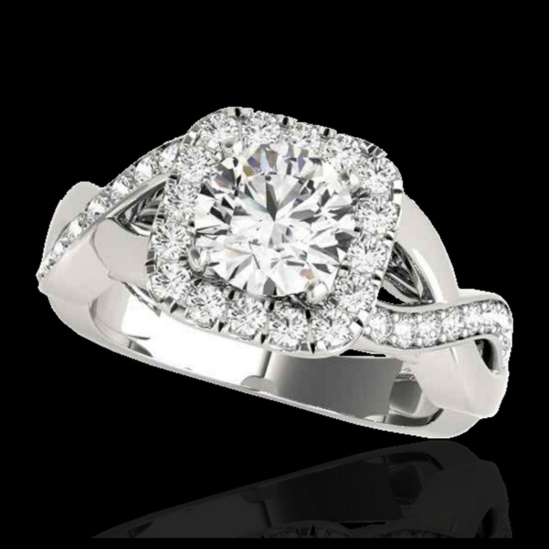 1.65 ctw H-SI/I Diamond Solitaire Halo Ring 10K White: REF-218X2R - SKU:33307 ---- 1.65 ctw H-SI/I Diamond Solitaire Halo Ring 10K White Gold Designer Brand Luxury Jewelry, made in the USA Suggested Retail Price: $16,000 Factory offers perfect factory siz