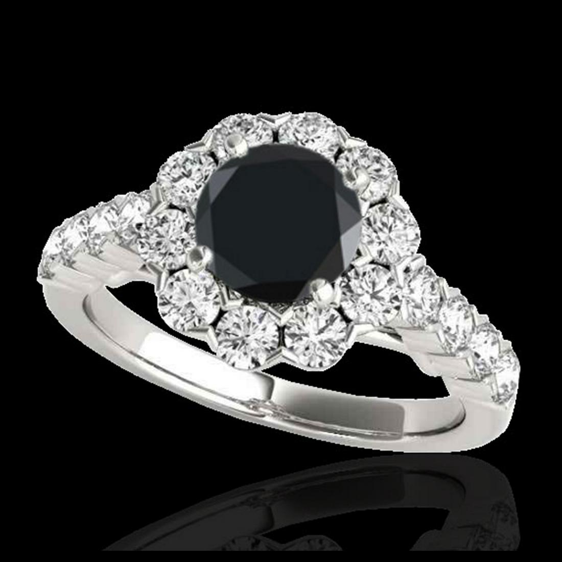 3 ctw VS Black Diamond Solitaire Halo Ring 10K White: REF-103R6K - SKU:33556 ---- 3 ctw VS Black Diamond Solitaire Halo Ring 10K White Gold Designer Brand Luxury Jewelry, made in the USA Suggested Retail Price: $8,350 Factory offers perfect factory sizin