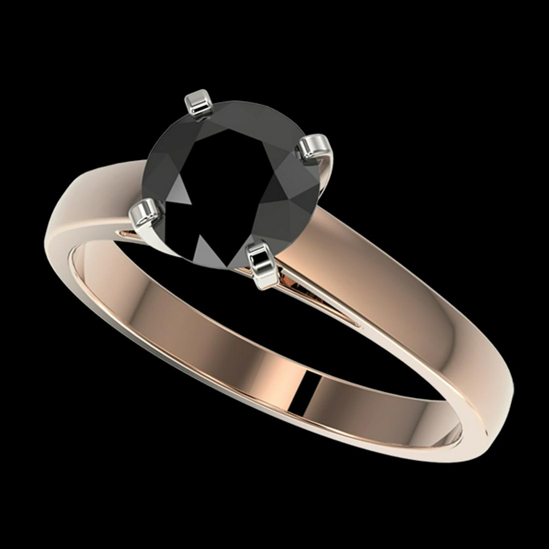 1.50 ctw Fancy Black Diamond Solitaire Ring 10K Rose: REF-49H5M - SKU:33023 ---- 1.50 ctw Fancy Black Diamond Solitaire Ring 10K Rose Gold Designer Brand Luxury Jewelry, made in the USA Suggested Retail Price: $2,300 Factory offers perfect factory sizing