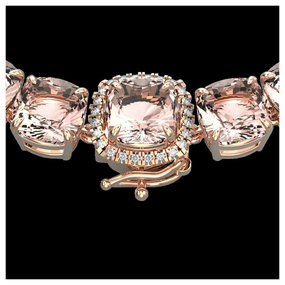 87 ctw Morganite & Diamond Necklace 14K Rose Gold -: REF-1163X6R - SKU:23353 ---- 87 ctw Morganite & Diamond Necklace 14K Rose Gold Designer Brand Luxury Jewelry, made in the USA Suggested Retail Price: $83,200 Factory offers perfect factory sizing, for