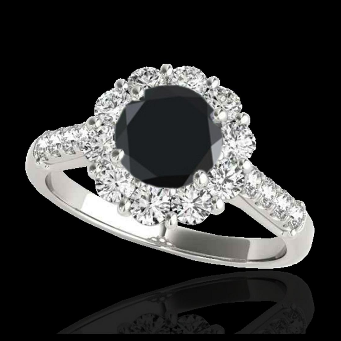 2 ctw VS Black Diamond Solitaire Halo Ring 10K White: REF-81V8Y - SKU:33421 ---- 2 ctw VS Black Diamond Solitaire Halo Ring 10K White Gold Designer Brand Luxury Jewelry, made in the USA Suggested Retail Price: $7,200 Factory offers perfect factory sizing