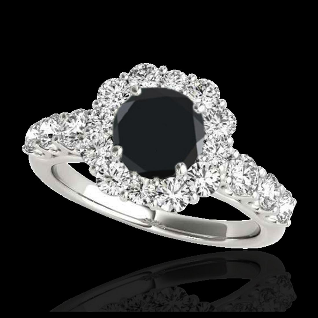 2.25 ctw VS Black Diamond Solitaire Halo Ring 10K White: REF-94X3R - SKU:33385 ---- 2.25 ctw VS Black Diamond Solitaire Halo Ring 10K White Gold Designer Brand Luxury Jewelry, made in the USA Suggested Retail Price: $7,600 Factory offers perfect factory siz