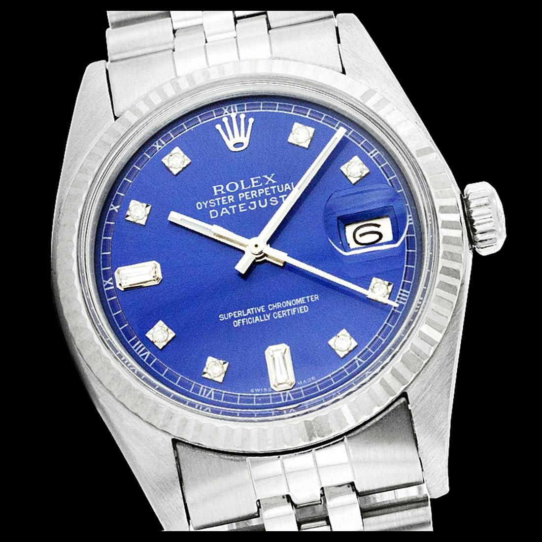 Rolex Men's Stainless Steel, QuickSet, Diamond Dial: REF-407X3Y ---- Rolex Men's Stainless Steel, QuickSet, Diamond Dial with Fluted Bezel This watch is in Excellent Condition. Newly serviced & Polished to Factory specifications. Prepetual, Self-Winding
