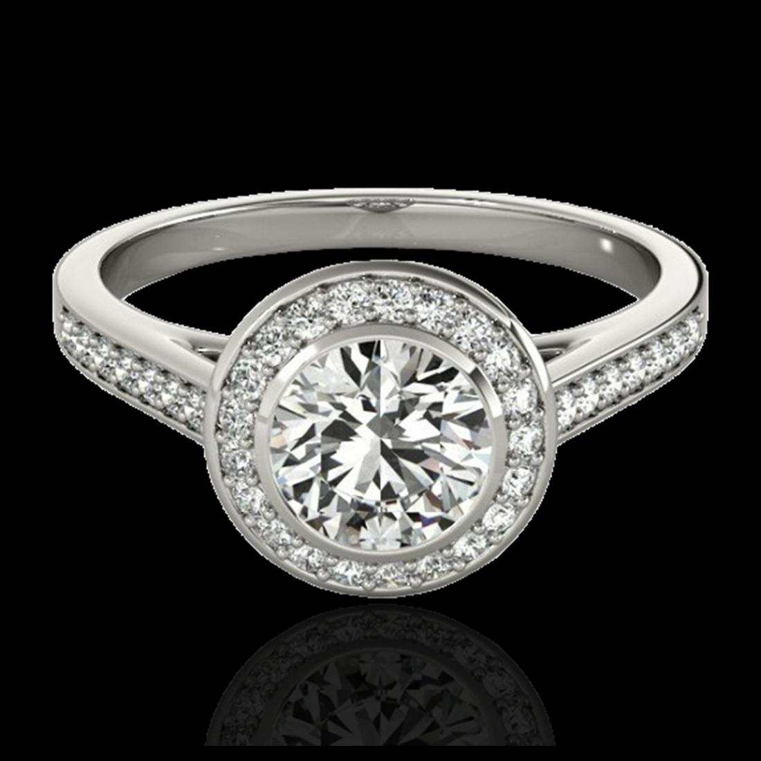 1.30 ctw H-SI/I Diamond Solitaire Halo Ring 10K White: REF-126M3F - SKU:33625 ---- 1.30 ctw H-SI/I Diamond Solitaire Halo Ring 10K White Gold Designer Brand Luxury Jewelry, made in the USA Suggested Retail Price: $9,250 Factory offers perfect factory sizi
