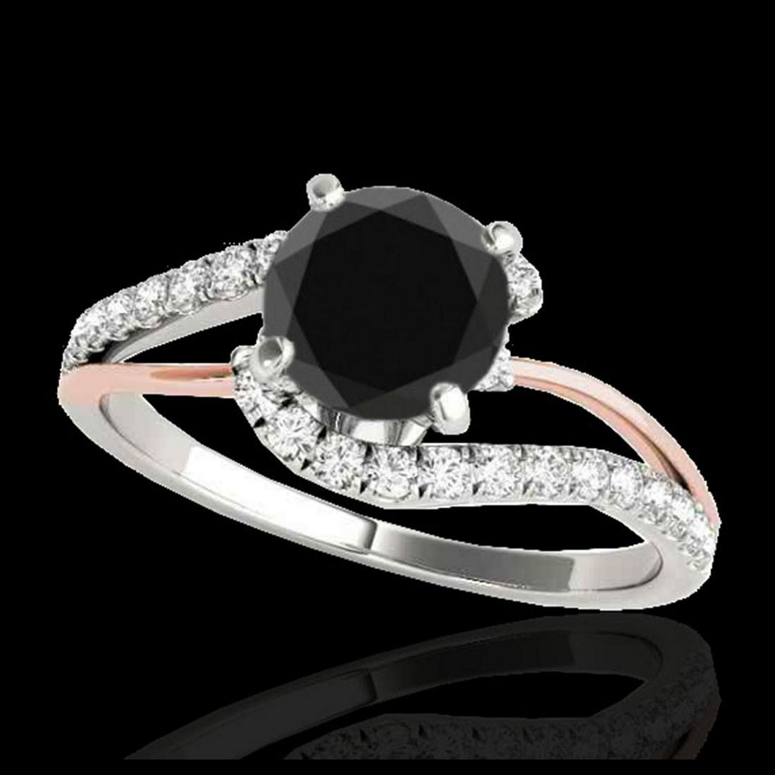1.35 ctw VS Black Diamond Bypass Solitaire Ring 10K: REF-46M5F - SKU:35106 ---- 1.35 ctw VS Black Diamond Bypass Solitaire Ring 10K White & Rose Gold Designer Brand Luxury Jewelry, made in the USA Suggested Retail Price: $3,750 Factory offers perfect fa