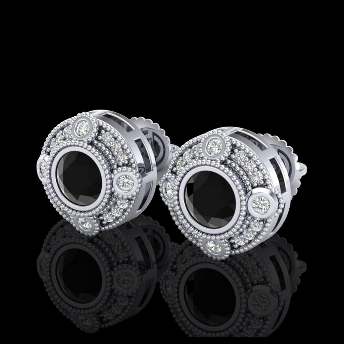 1.50 ctw Fancy Black Diamond Art Deco Stud Earrings 18K: REF-113F6N - SKU:37695 ---- 1.50 ctw Fancy Black Diamond Art Deco Stud Earrings 18K White Gold Designer Brand Luxury Jewelry, made in the USA Suggested Retail Price: $6,900 Factory offers perfect fact