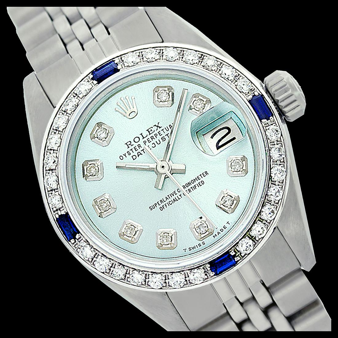 Rolex Men's Stainless Steel, QuickSet, Diam Dial &: REF-521W3H ---- Rolex Men's Stainless Steel, QuickSet, Diam Dial & Diam/Sapphire Bezel This watch is in Excellent Condition. Newly serviced & Polished to Factory specifications. Prepetual, Self-Windin