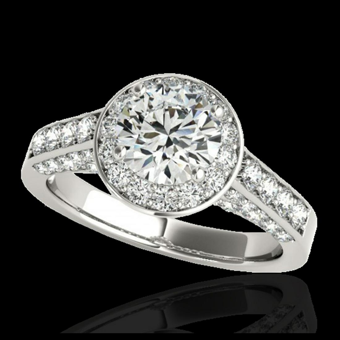 1.80 ctw H-SI/I Diamond Solitaire Halo Ring 10K White: REF-218H2M - SKU:34042 ---- 1.80 ctw H-SI/I Diamond Solitaire Halo Ring 10K White Gold Designer Brand Luxury Jewelry, made in the USA Suggested Retail Price: $17,600 Factory offers perfect factory siz