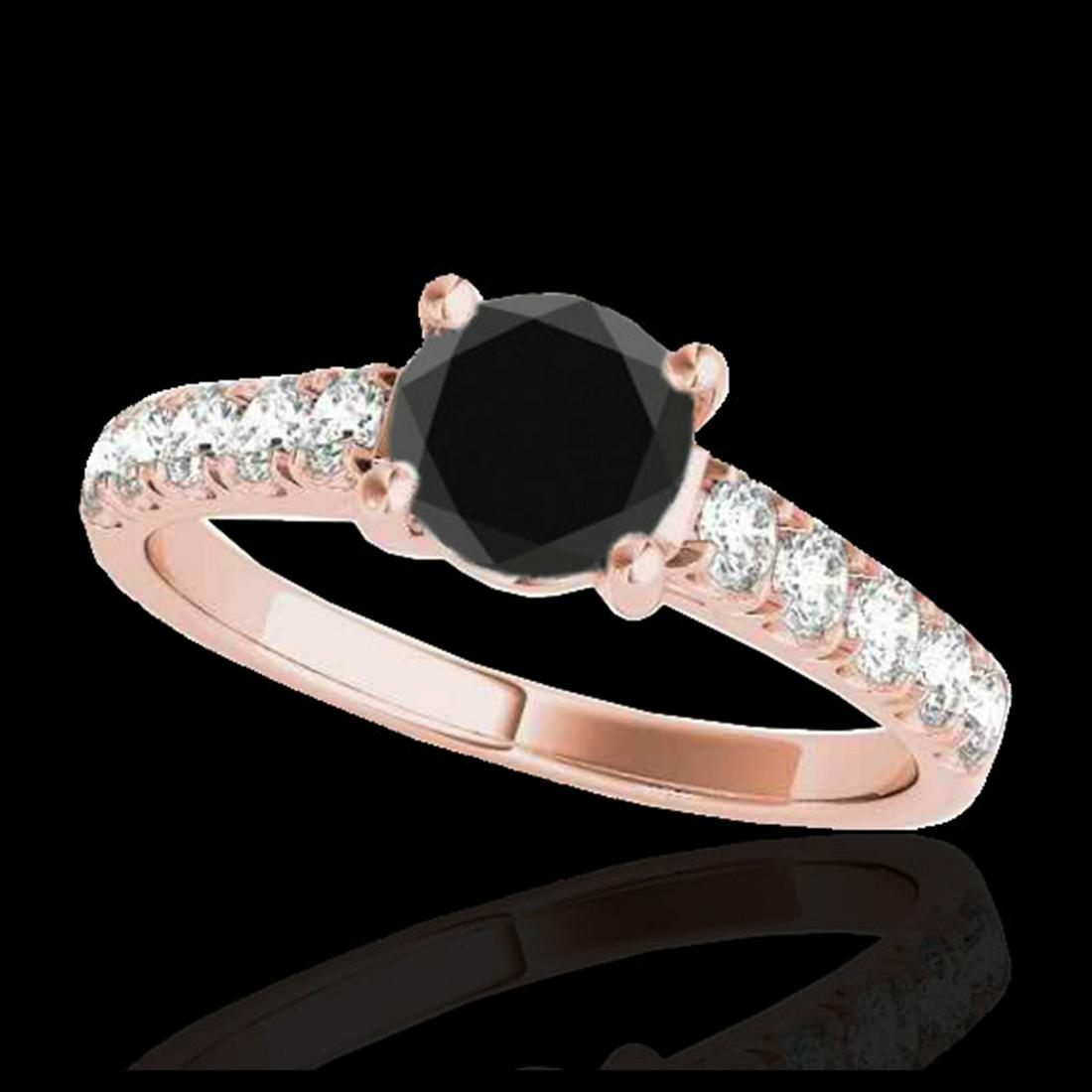 1.55 ctw VS Black Diamond Solitaire Ring 10K Rose Gold: REF-43W8H - SKU:35493 ---- 1.55 ctw VS Black Diamond Solitaire Ring 10K Rose Gold Designer Brand Luxury Jewelry, made in the USA Suggested Retail Price: $3,550 Factory offers perfect factory sizing, f