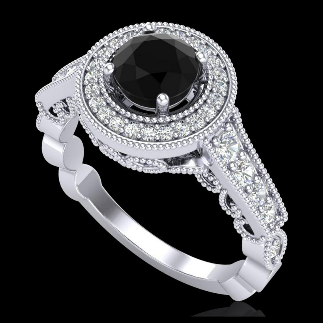1.12 ctw Fancy Black Diamond Art Deco Ring 18K White: REF-125F5N - SKU:37688 ---- 1.12 ctw Fancy Black Diamond Art Deco Ring 18K White Gold Designer Brand Luxury Jewelry, made in the USA Suggested Retail Price: $7,600 Factory offers perfect factory sizin