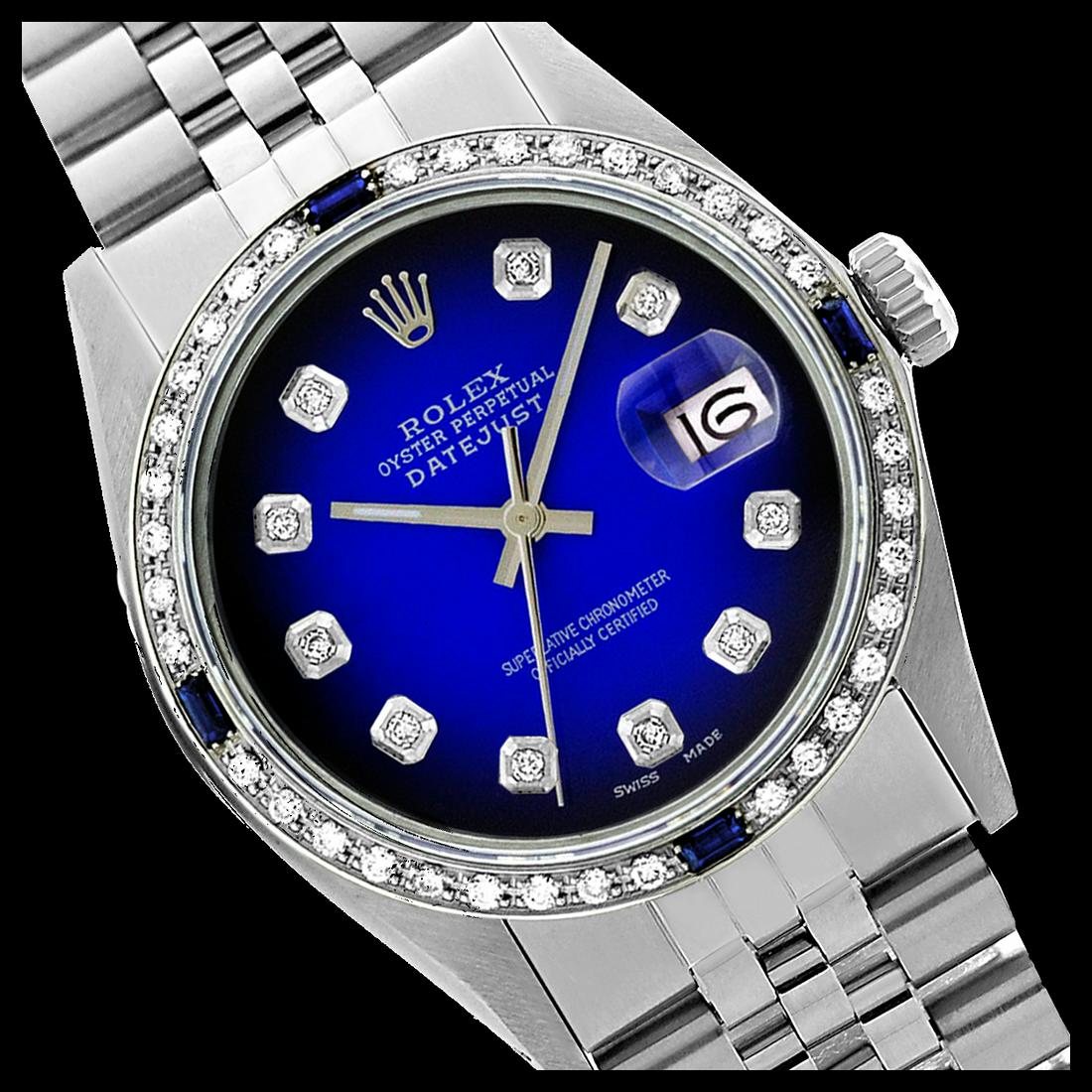 Rolex Men's Stainless Steel, QuickSet, Diam Dial &: REF-521H6W ---- Rolex Men's Stainless Steel, QuickSet, Diam Dial & Diam/Sapphire Bezel This watch is in Excellent Condition. Newly serviced & Polished to Factory specifications. Prepetual, Self-Windin