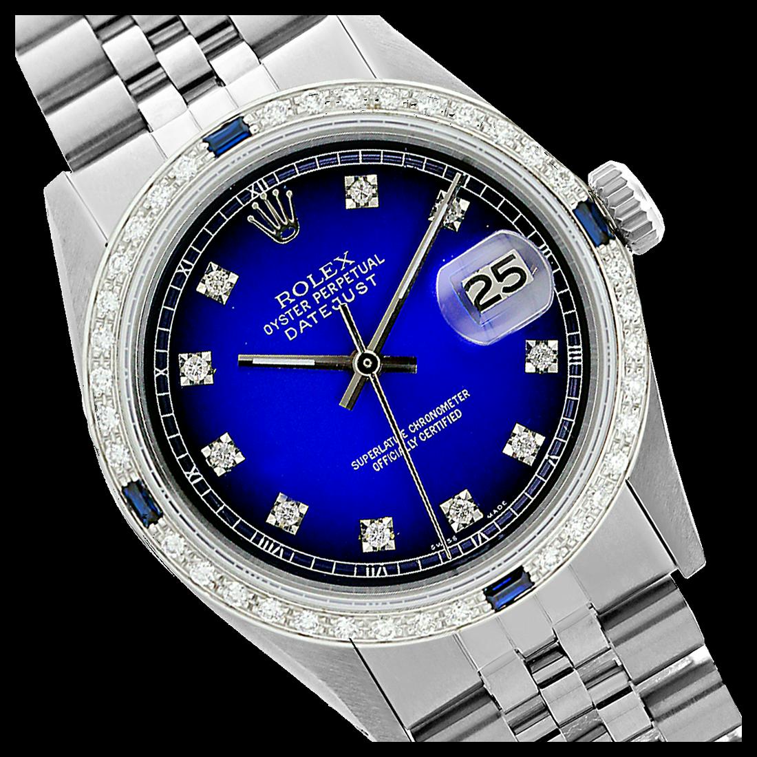 Rolex Men's Stainless Steel, QuickSet, Diam Dial &: REF-521F5M ---- Rolex Men's Stainless Steel, QuickSet, Diam Dial & Diam/Sapphire Bezel This watch is in Excellent Condition. Newly serviced & Polished to Factory specifications. Prepetual, Self-Windin